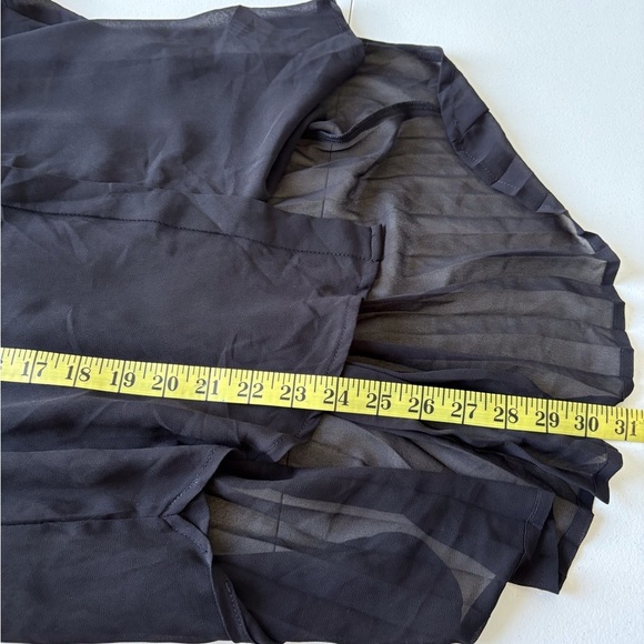 Sparkle & Fade Sheer Sleeveless Button up Pleated Black Top Hi Low Hem Goth - Picture 11 of 11